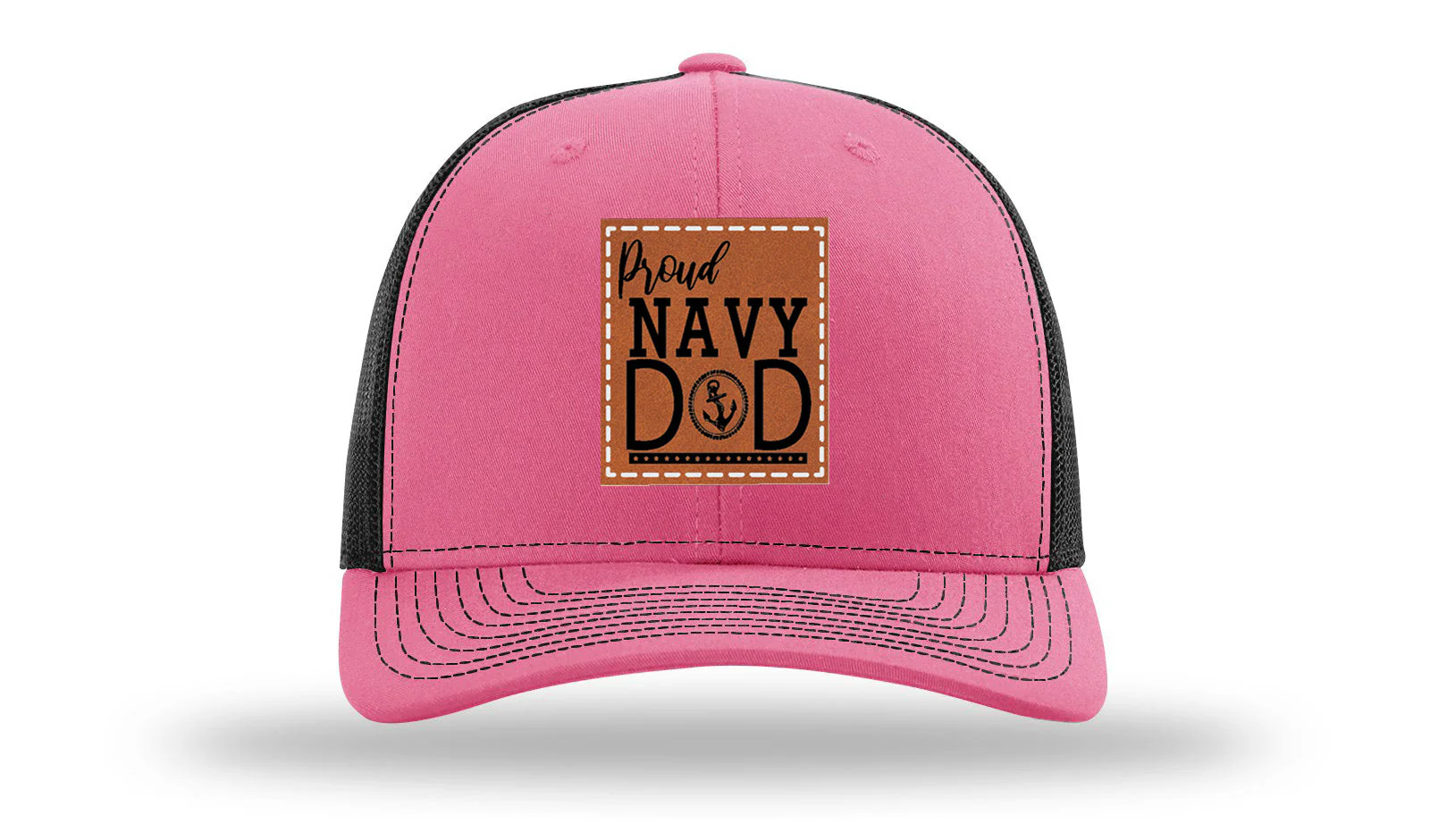 Proud Navy Dad Leather Patch Richardson 112 Hat - Image 22
