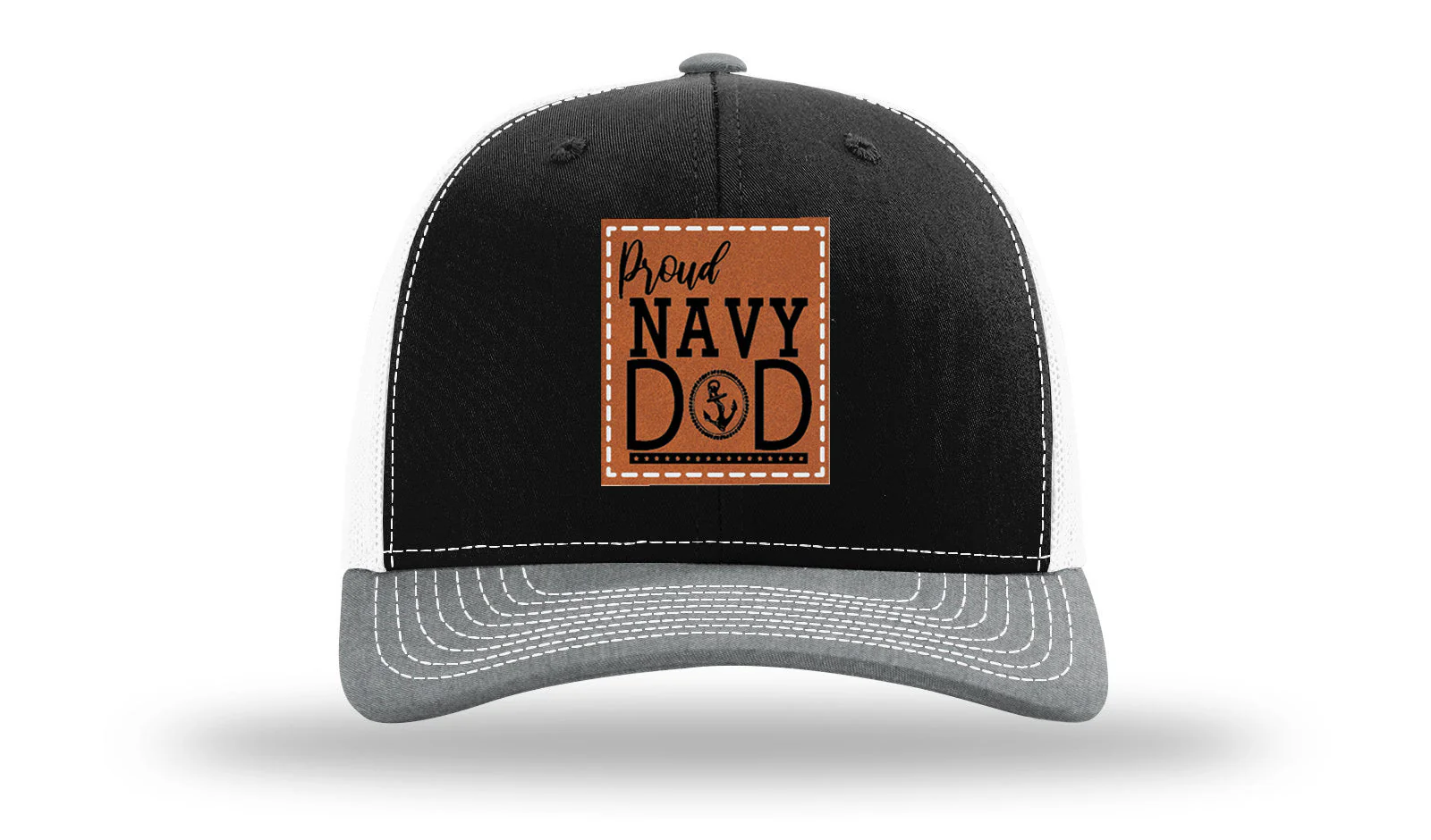 Proud Navy Dad Leather Patch Richardson 112 Hat - Image 33