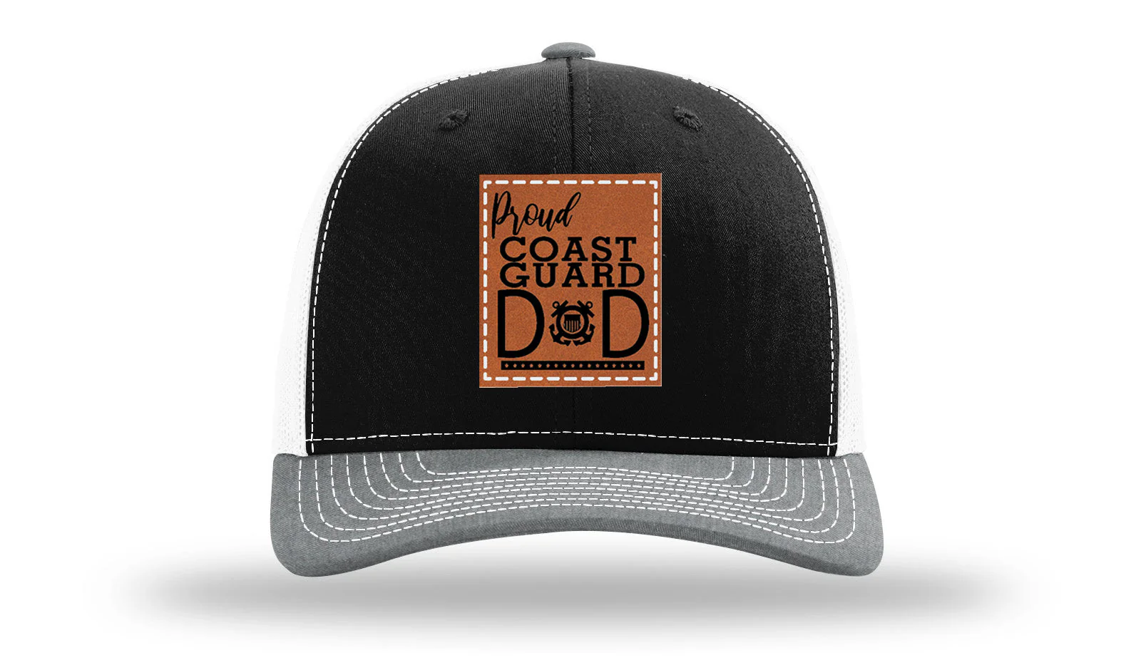 Proud Coast Guard Dad Leather Patch Richardson 112 Hat - Image 33
