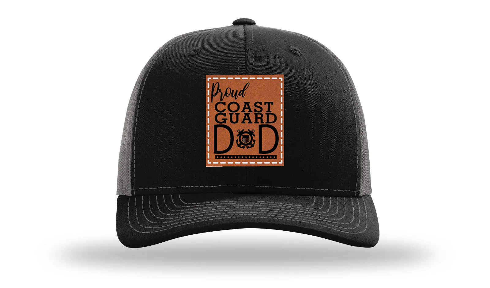 Proud Coast Guard Dad Leather Patch Richardson 112 Hat - Image 6