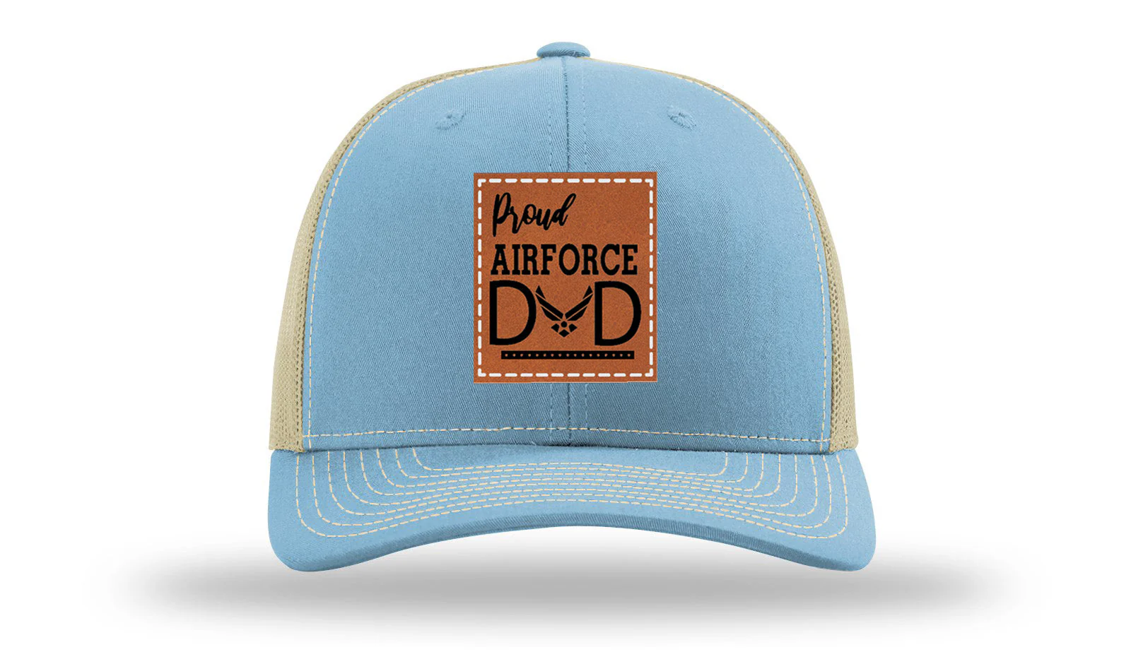 Proud Air Force Dad Leather Patch Richardson 112 Hat - Image 18