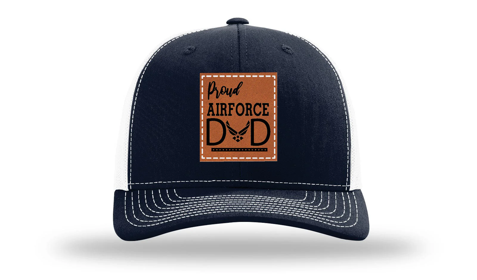 Proud Air Force Dad Leather Patch Richardson 112 Hat - Image 29