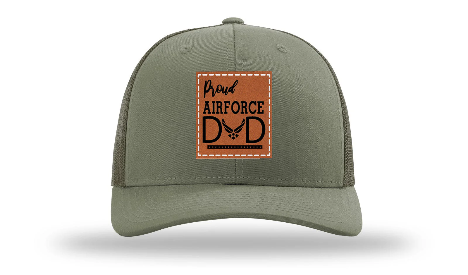 Proud Air Force Dad Leather Patch Richardson 112 Hat - Image 3
