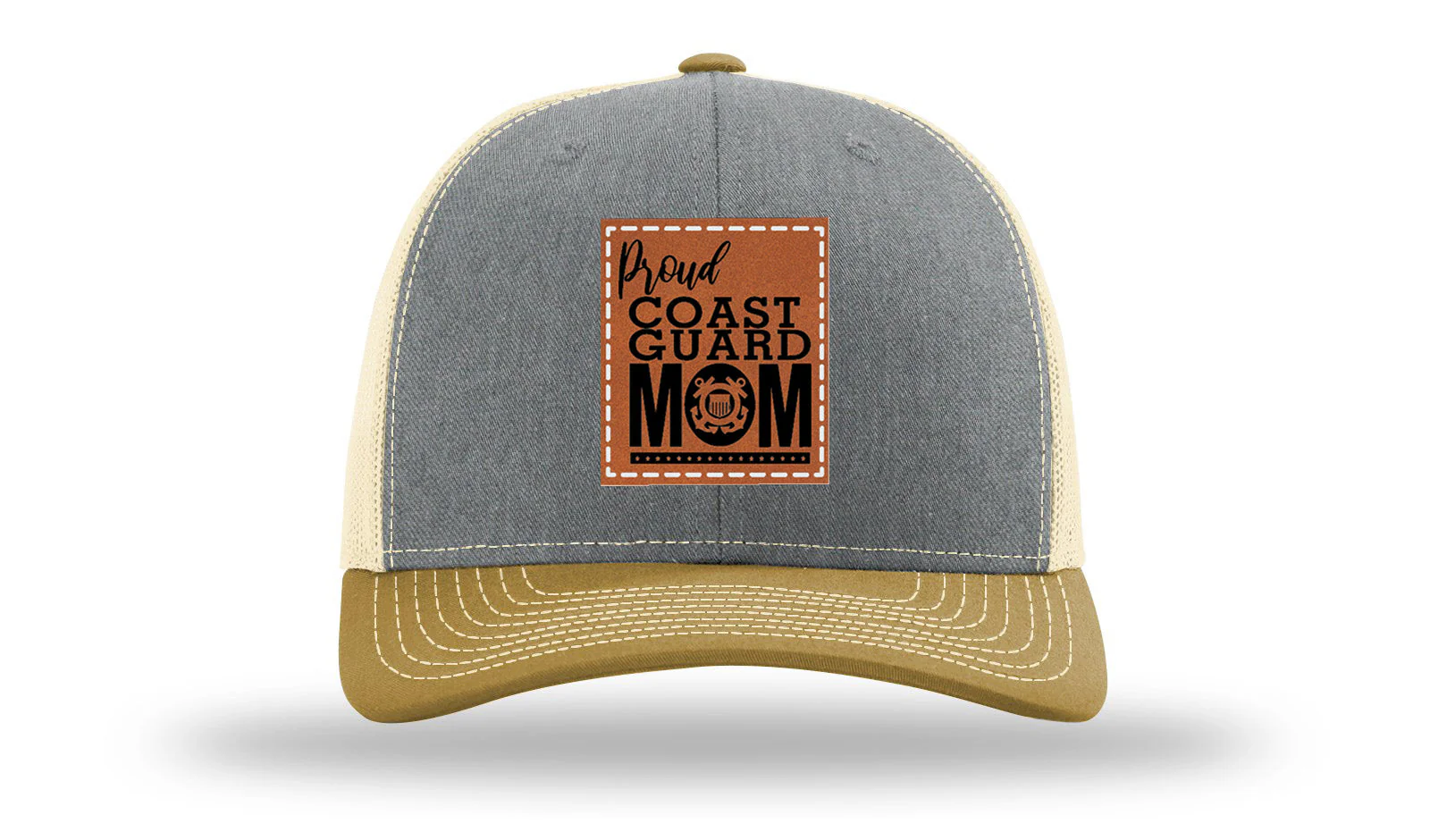 Proud Coast Guard Mom Leather Patch Richardson 112 Hat - Image 37