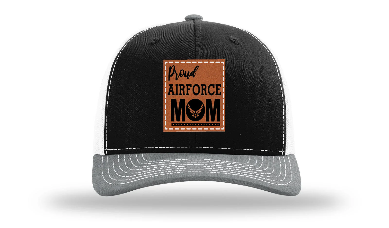 Proud Air Force Mom Leather Patch Richardson 112 Hat - Image 32