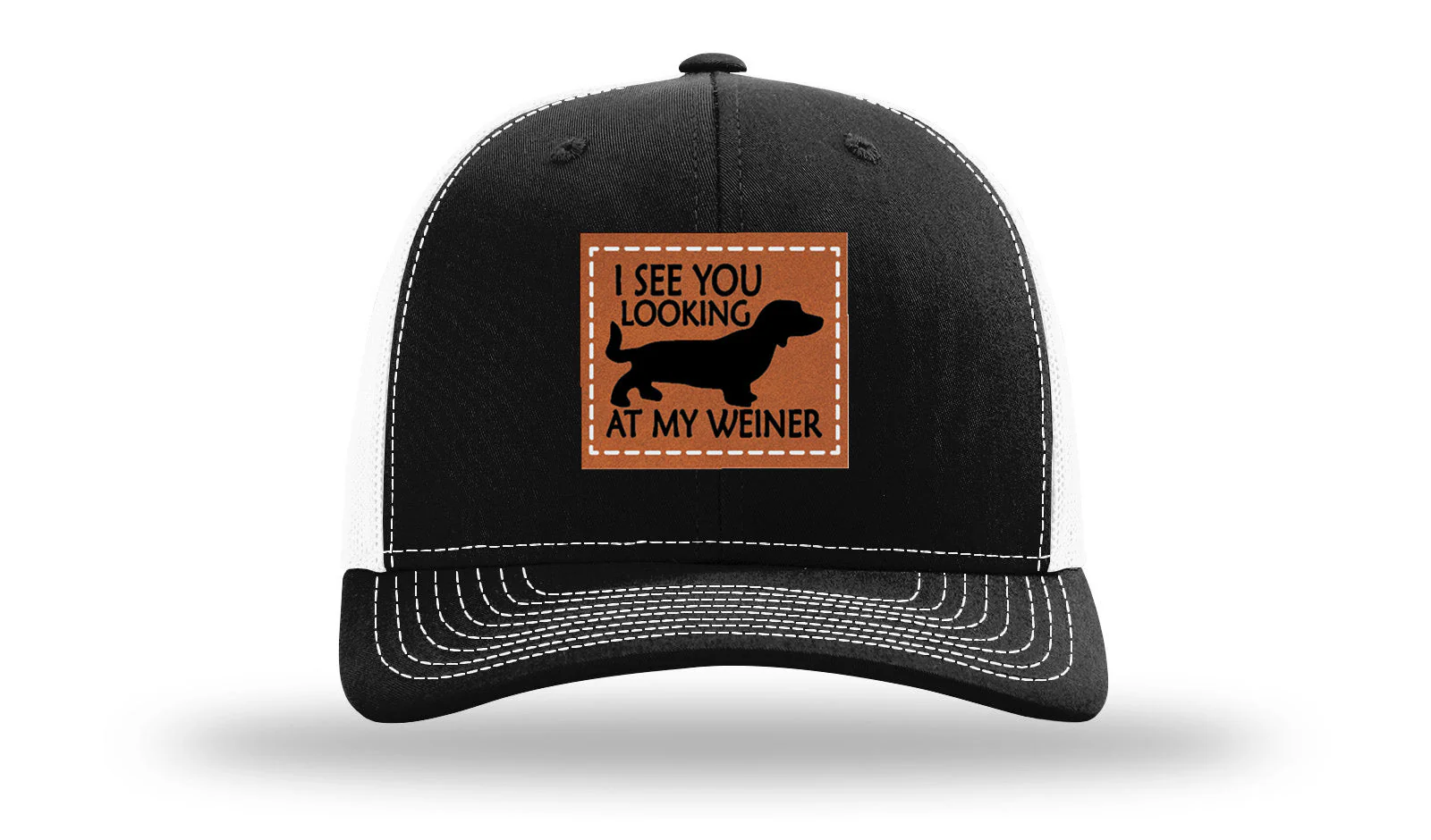 I See You Looking at My Weiner Leather Patch Richardson 112 Hat - Image 7