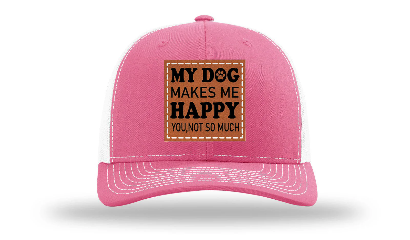 My Dog Makes Me Happy Leather Patch Richardson 112 Hat - Image 22