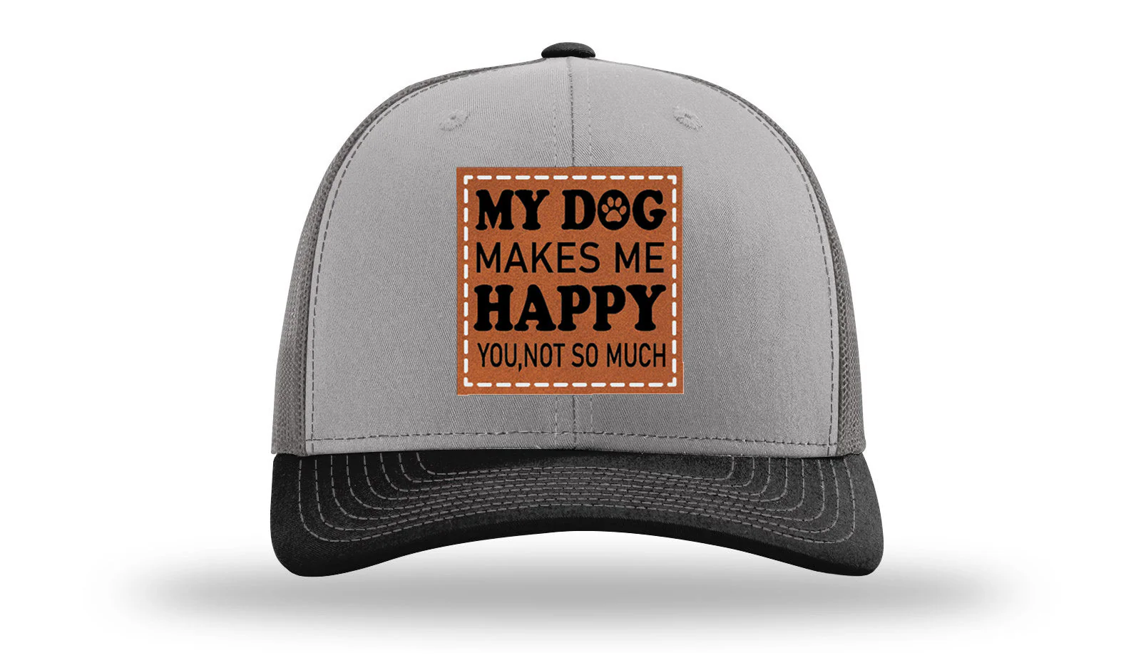 My Dog Makes Me Happy Leather Patch Richardson 112 Hat - Image 32
