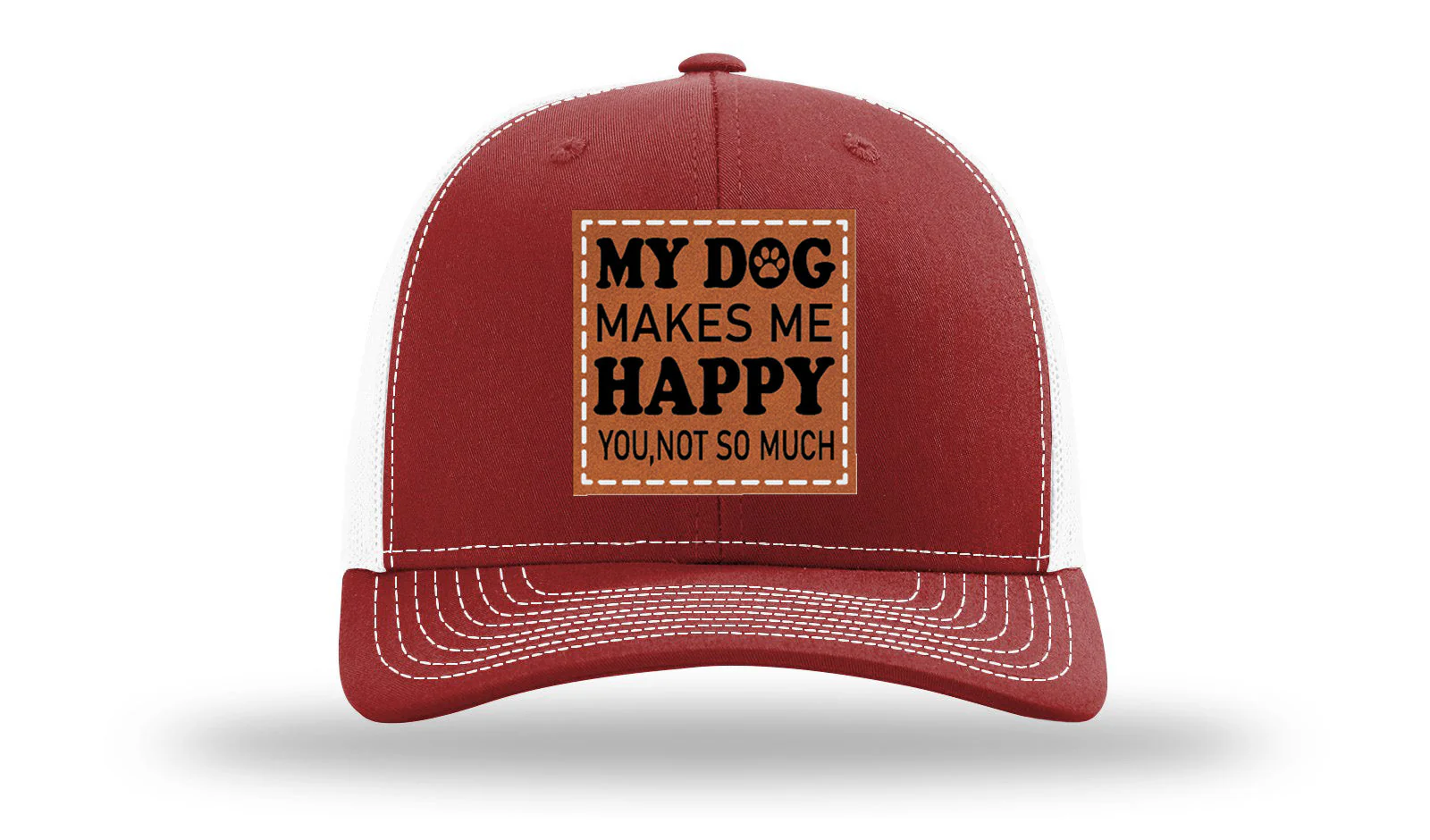 My Dog Makes Me Happy Leather Patch Richardson 112 Hat - Image 9