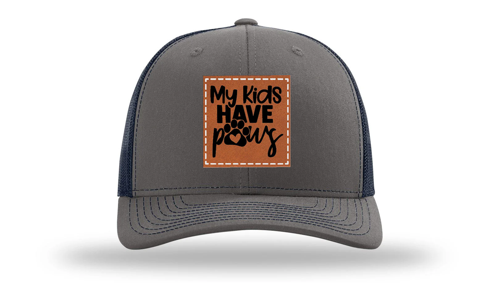 My Kids Have Paws Leather Patch Richardson 112 Hat - Image 13