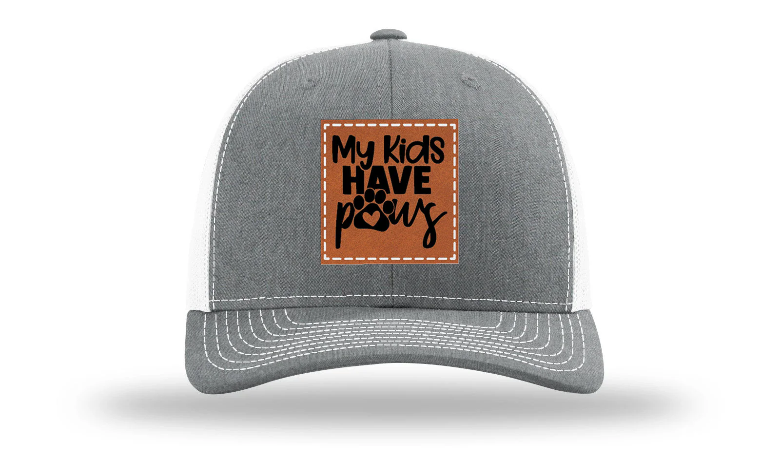 My Kids Have Paws Leather Patch Richardson 112 Hat - Image 20