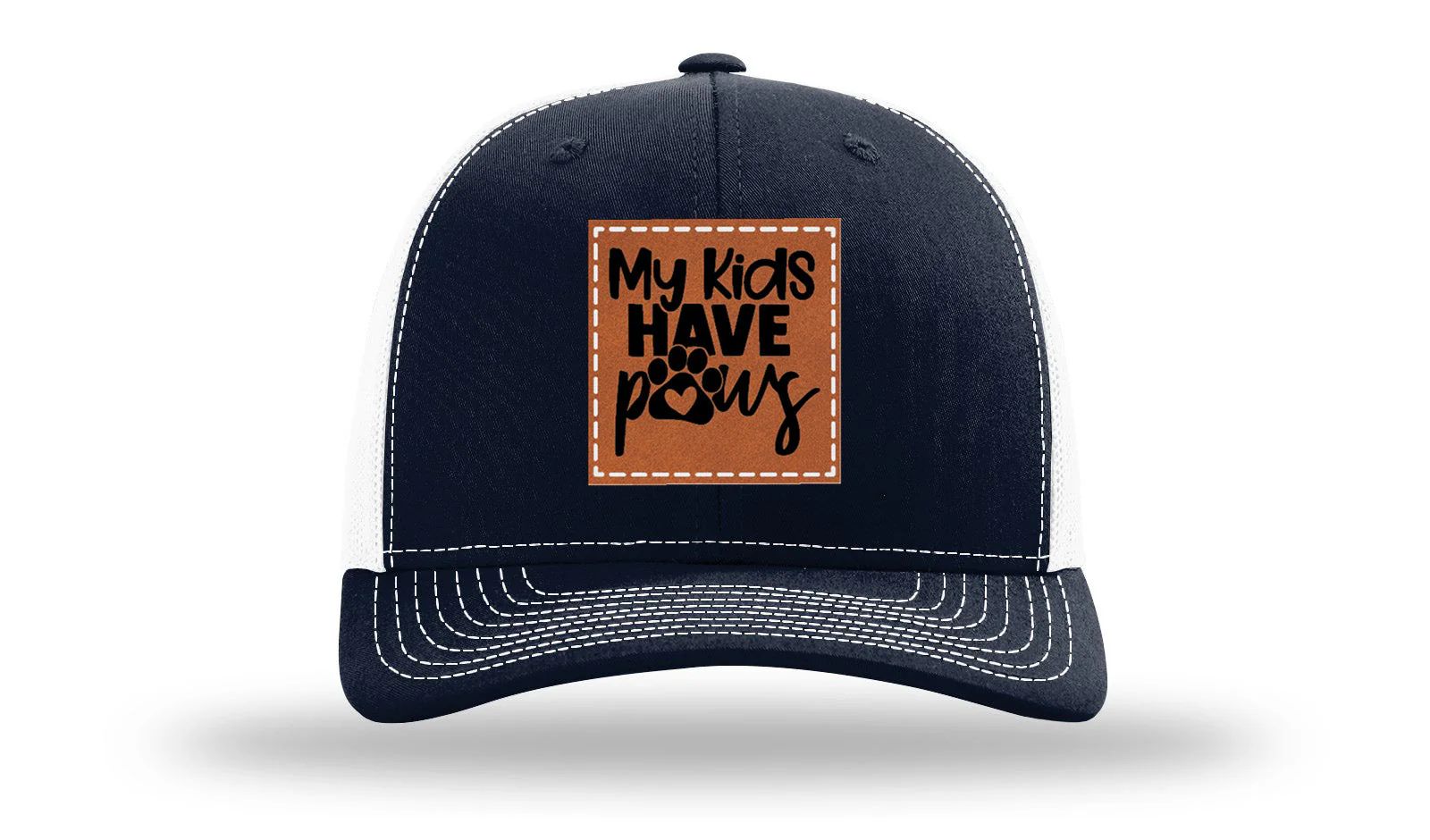 My Kids Have Paws Leather Patch Richardson 112 Hat - Image 28