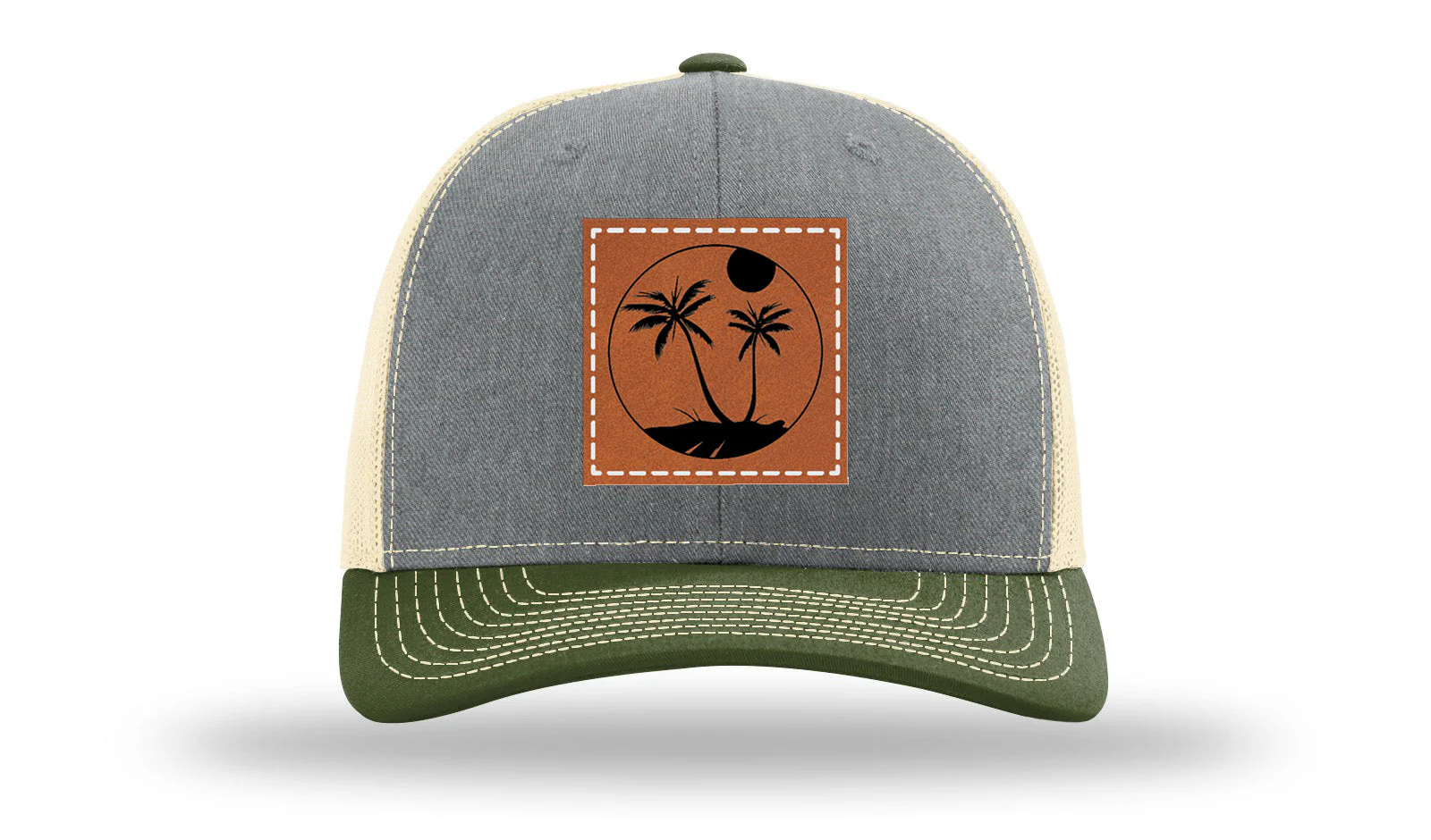 Palm Trees 3 Leather Patch Richardson 112 Hat - Image 38