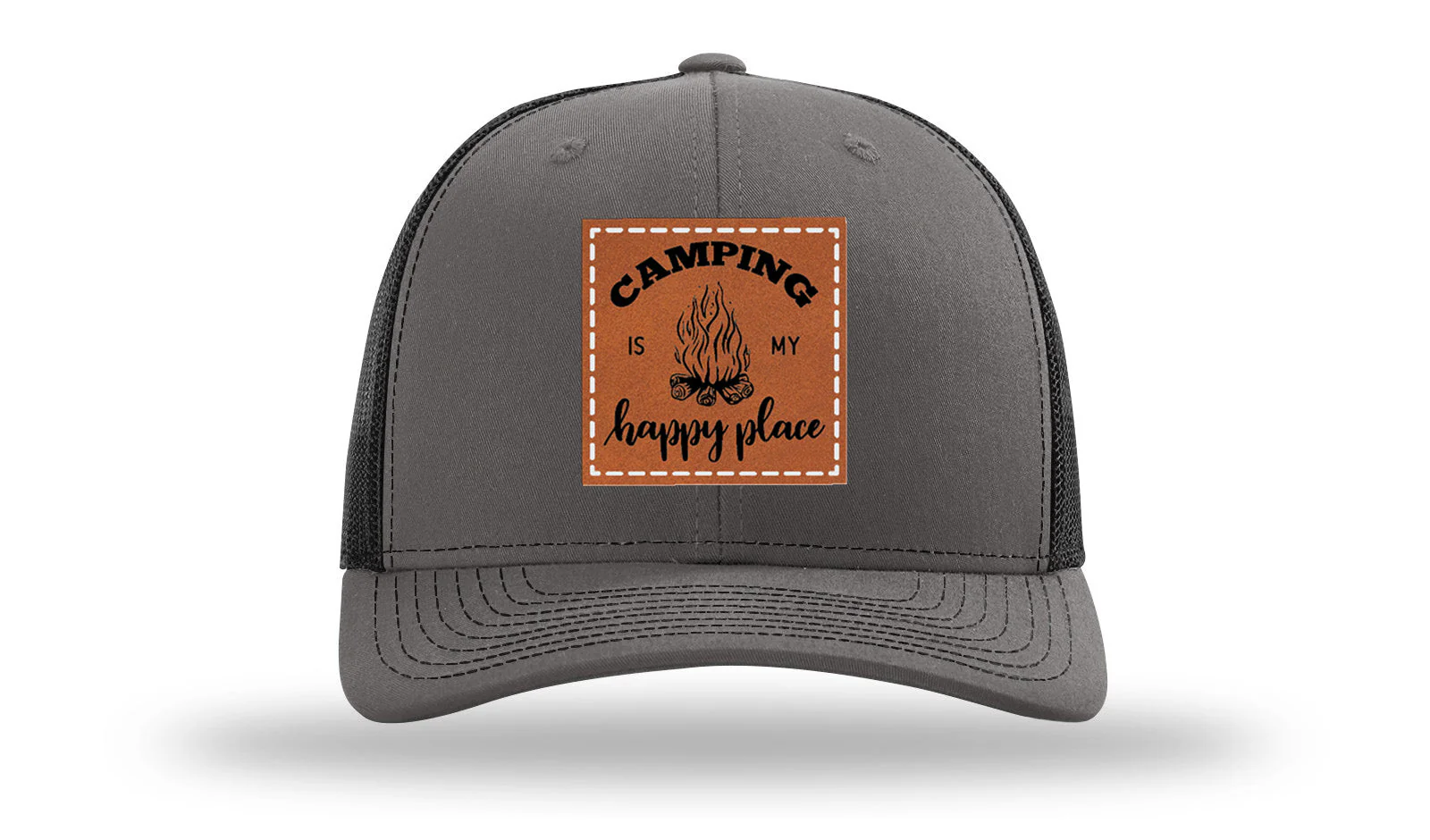 Camping Is My Happy Place Leather Patch Richardson 112 Hat - Image 11