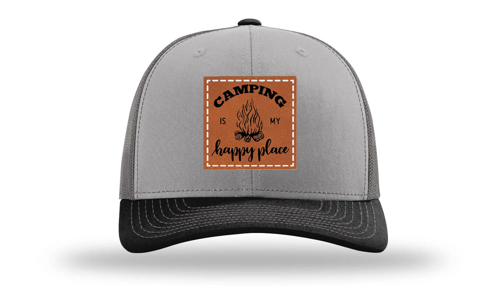 Camping Is My Happy Place Leather Patch Richardson 112 Hat - Image 36