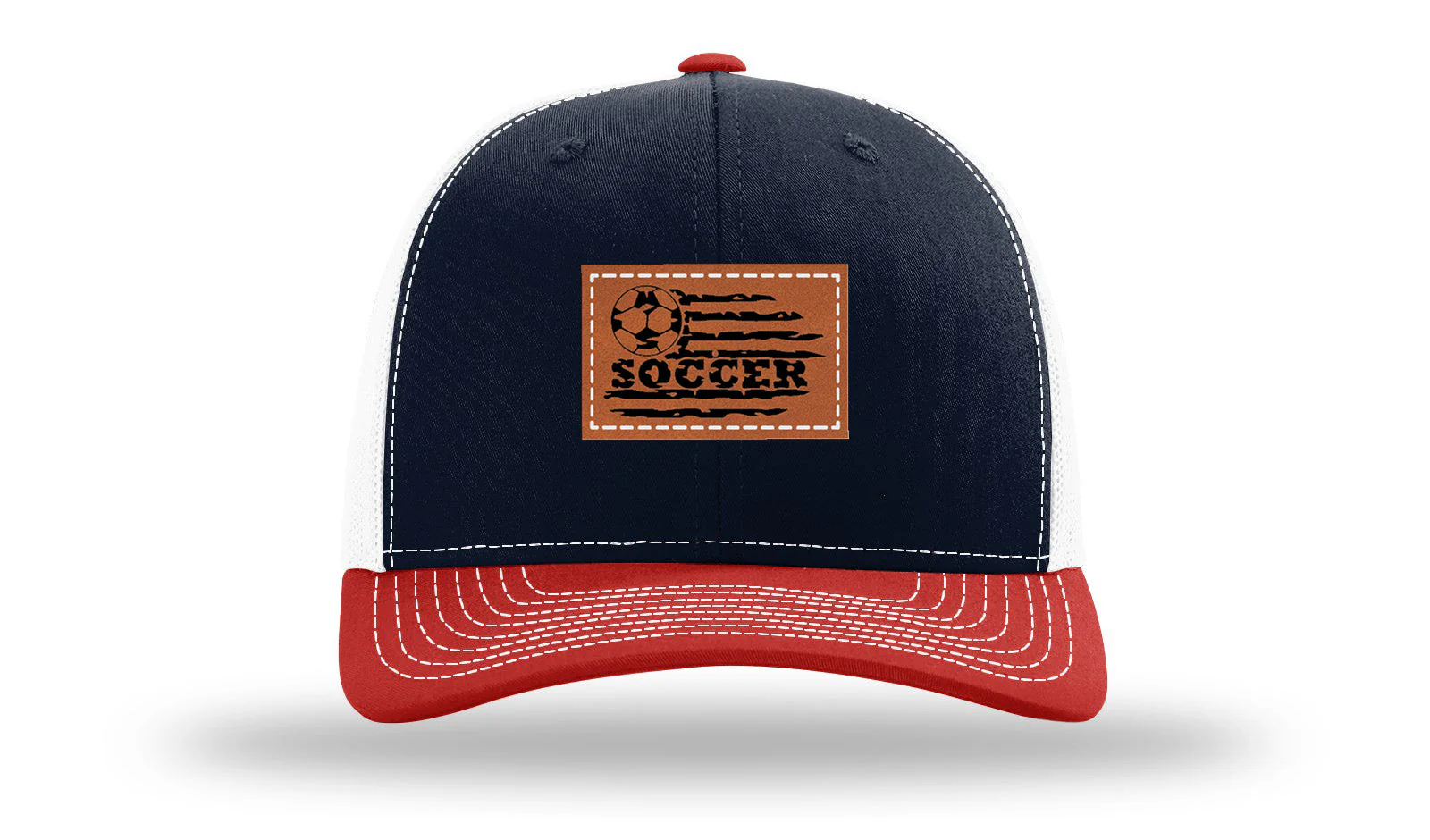 Soccer Flag Leather Patch Richardson 112 Hat - Image 40