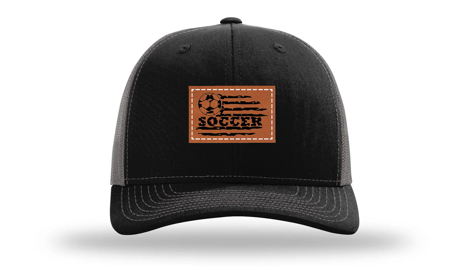 Soccer Flag Leather Patch Richardson 112 Hat - Image 6