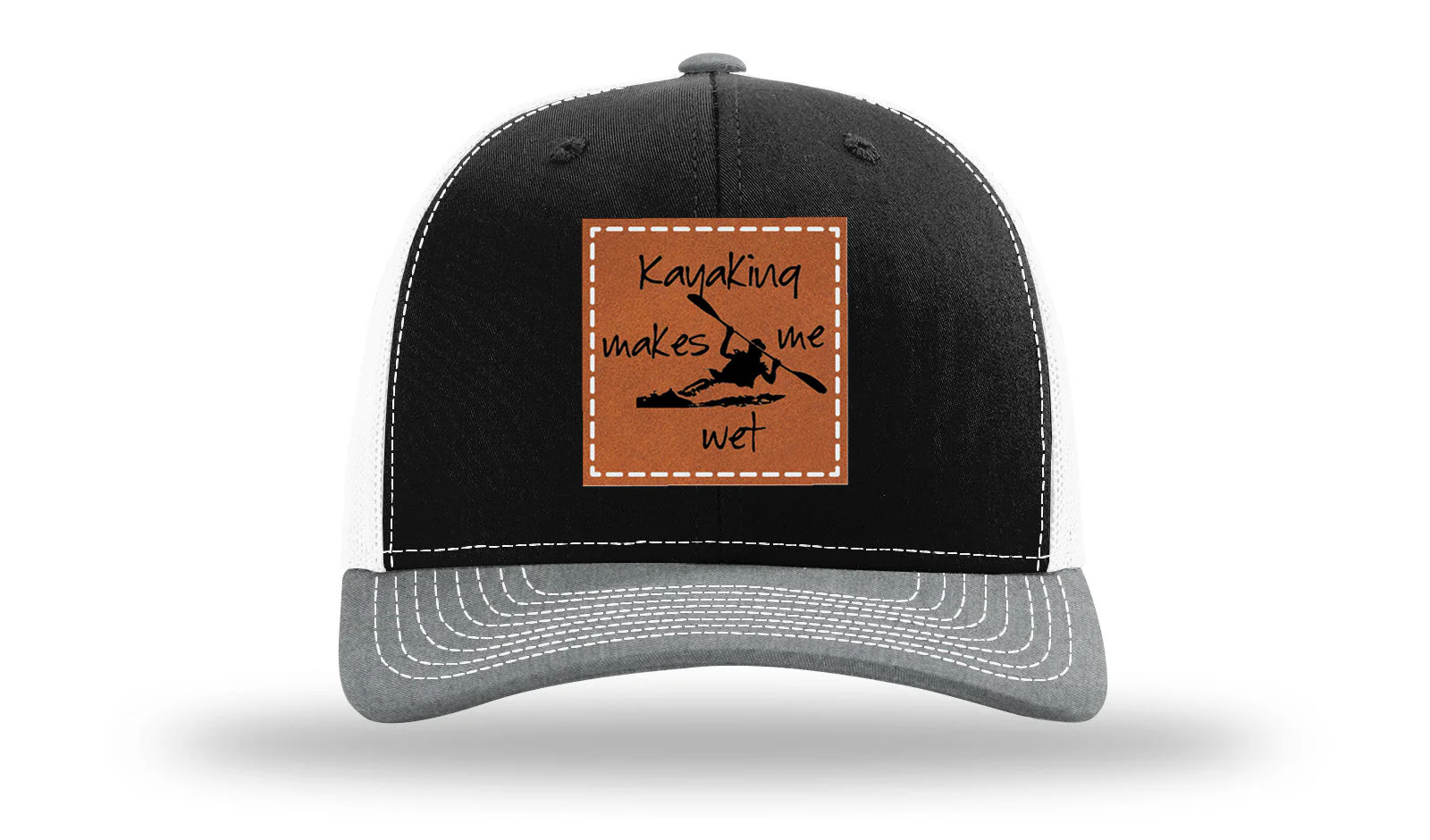 Kayaking Makes Me Wet Leather Patch Richardson 112 Hat - Image 33