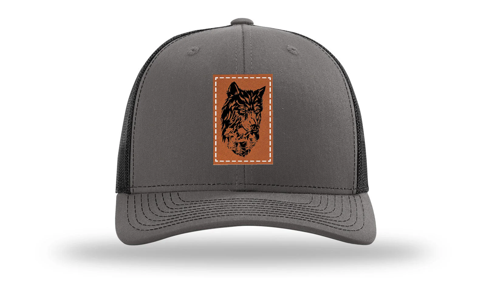 Wolf With Trees Leather Patch Richardson 112 Hat - Image 11