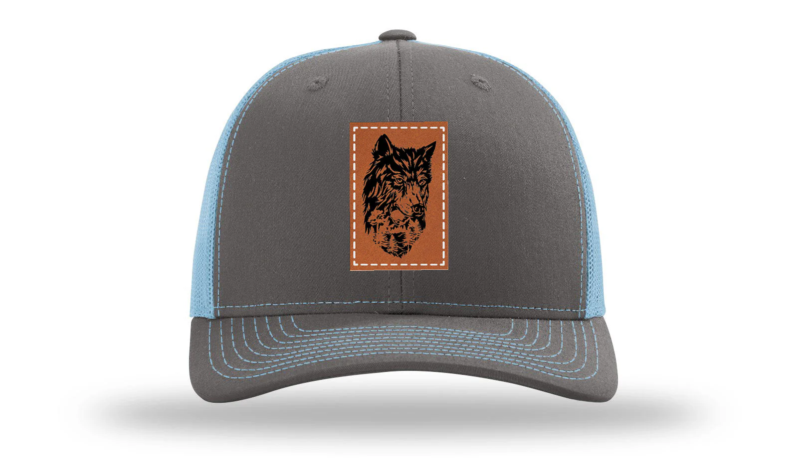 Wolf With Trees Leather Patch Richardson 112 Hat - Image 12