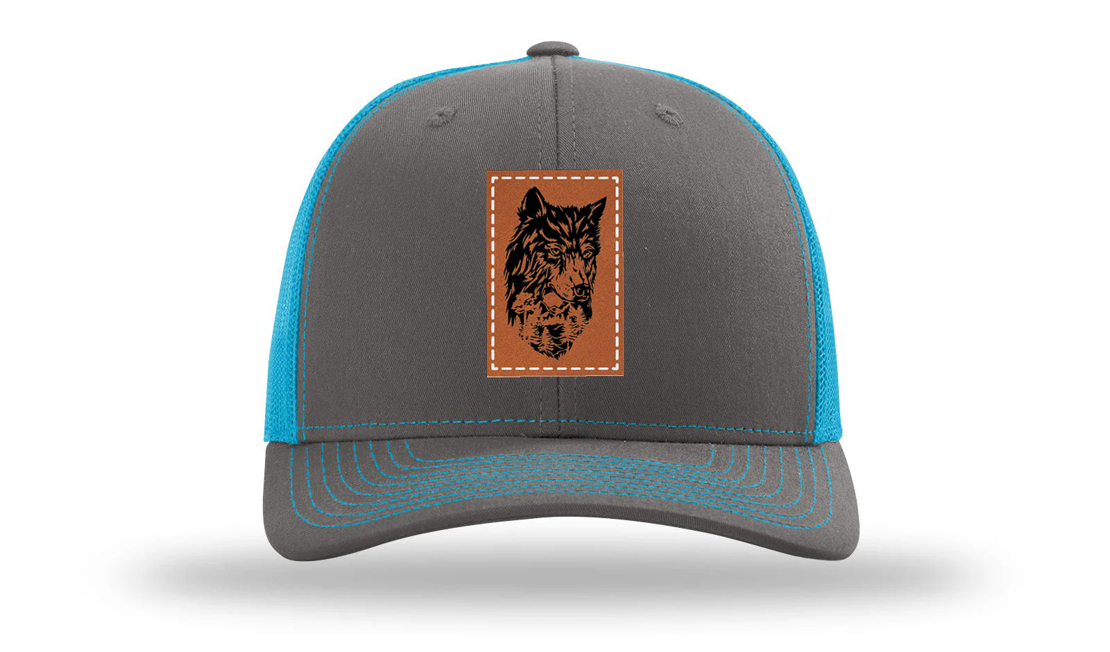 Wolf With Trees Leather Patch Richardson 112 Hat - Image 14