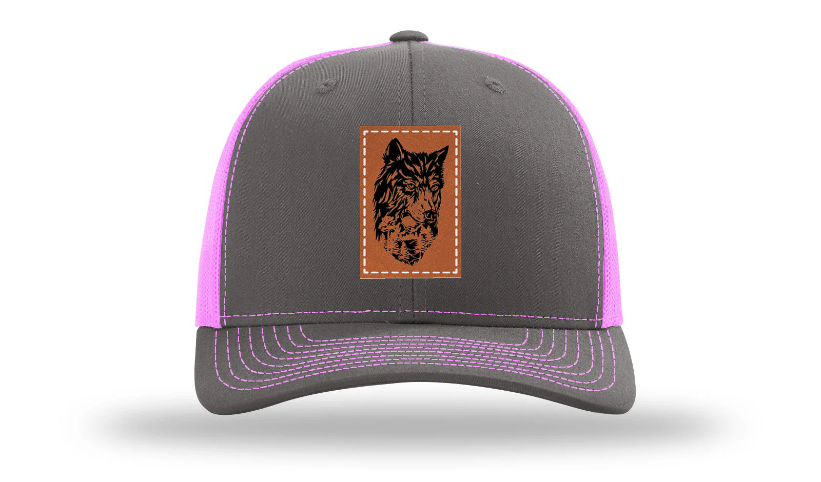 Wolf With Trees Leather Patch Richardson 112 Hat - Image 15