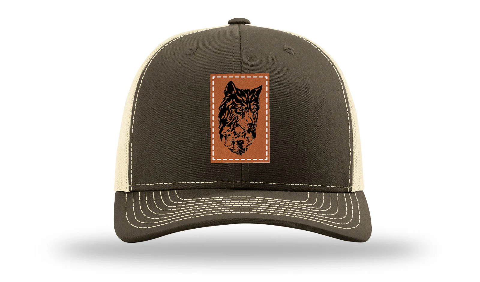 Wolf With Trees Leather Patch Richardson 112 Hat - Image 17