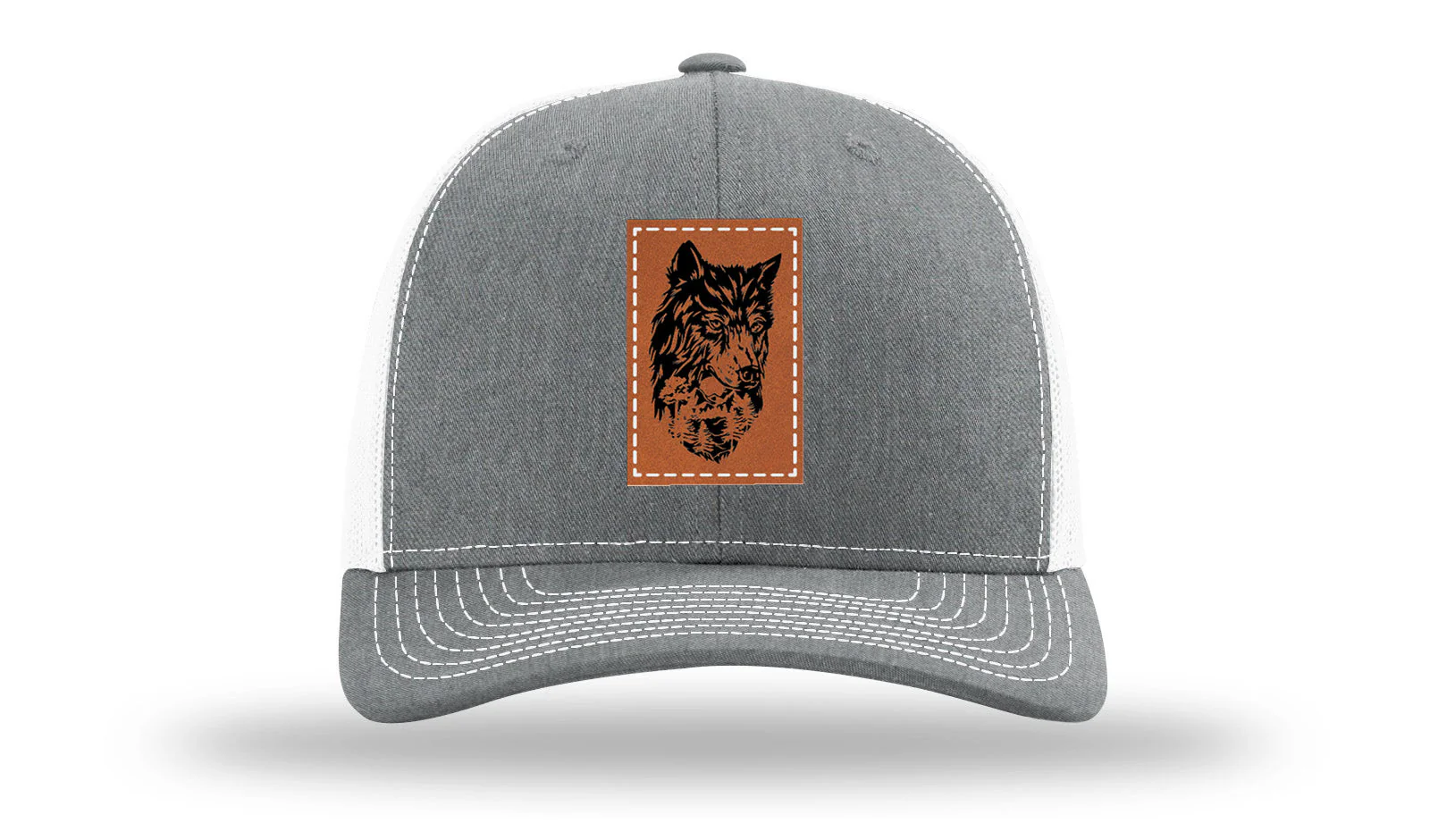 Wolf With Trees Leather Patch Richardson 112 Hat - Image 21