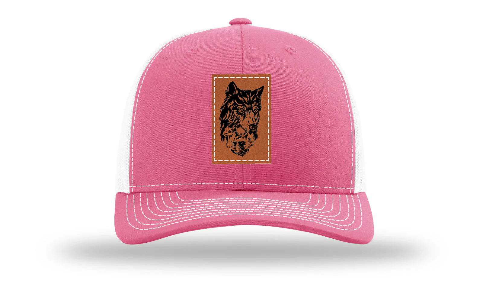 Wolf With Trees Leather Patch Richardson 112 Hat - Image 23
