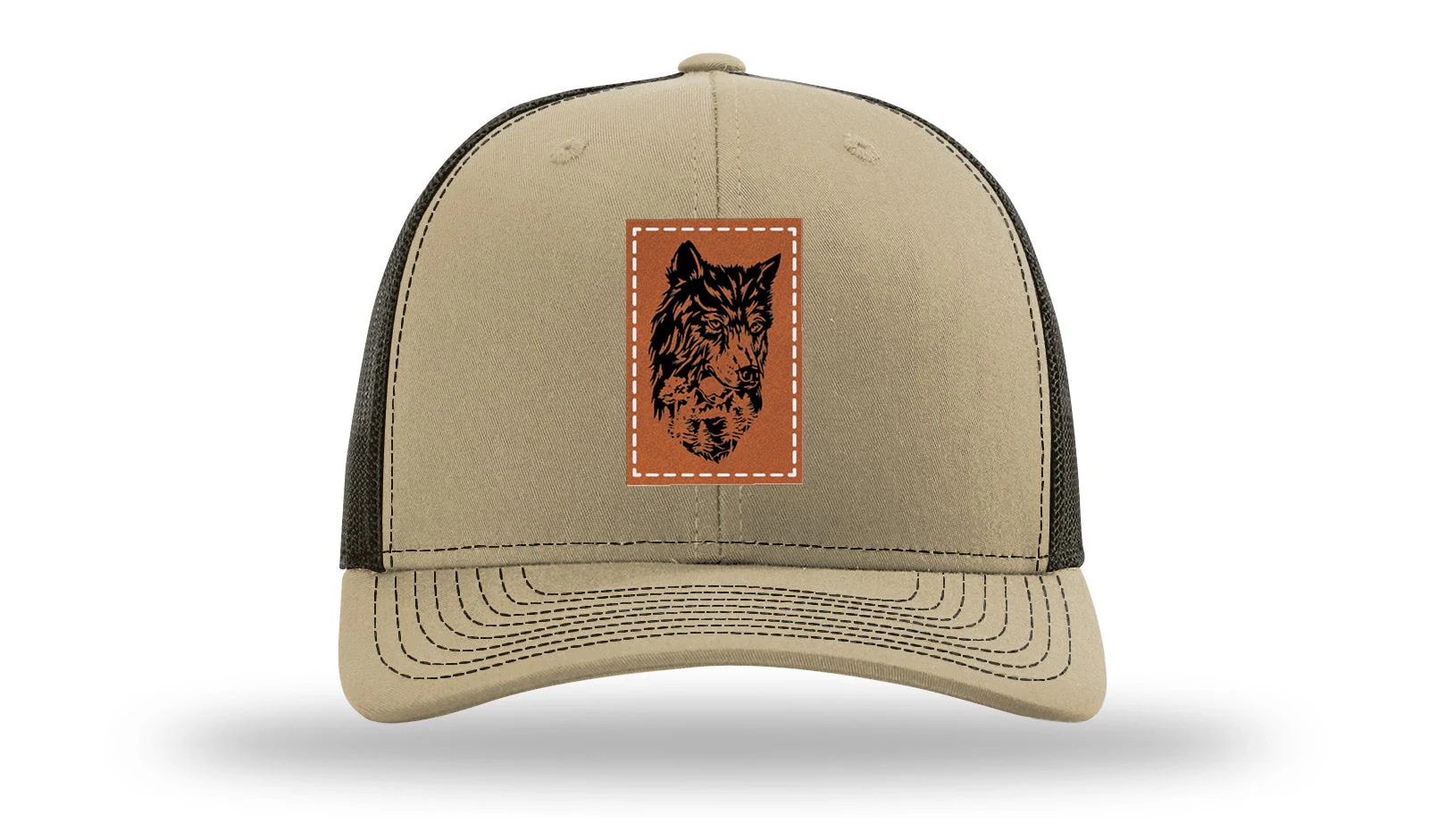 Wolf With Trees Leather Patch Richardson 112 Hat - Image 24