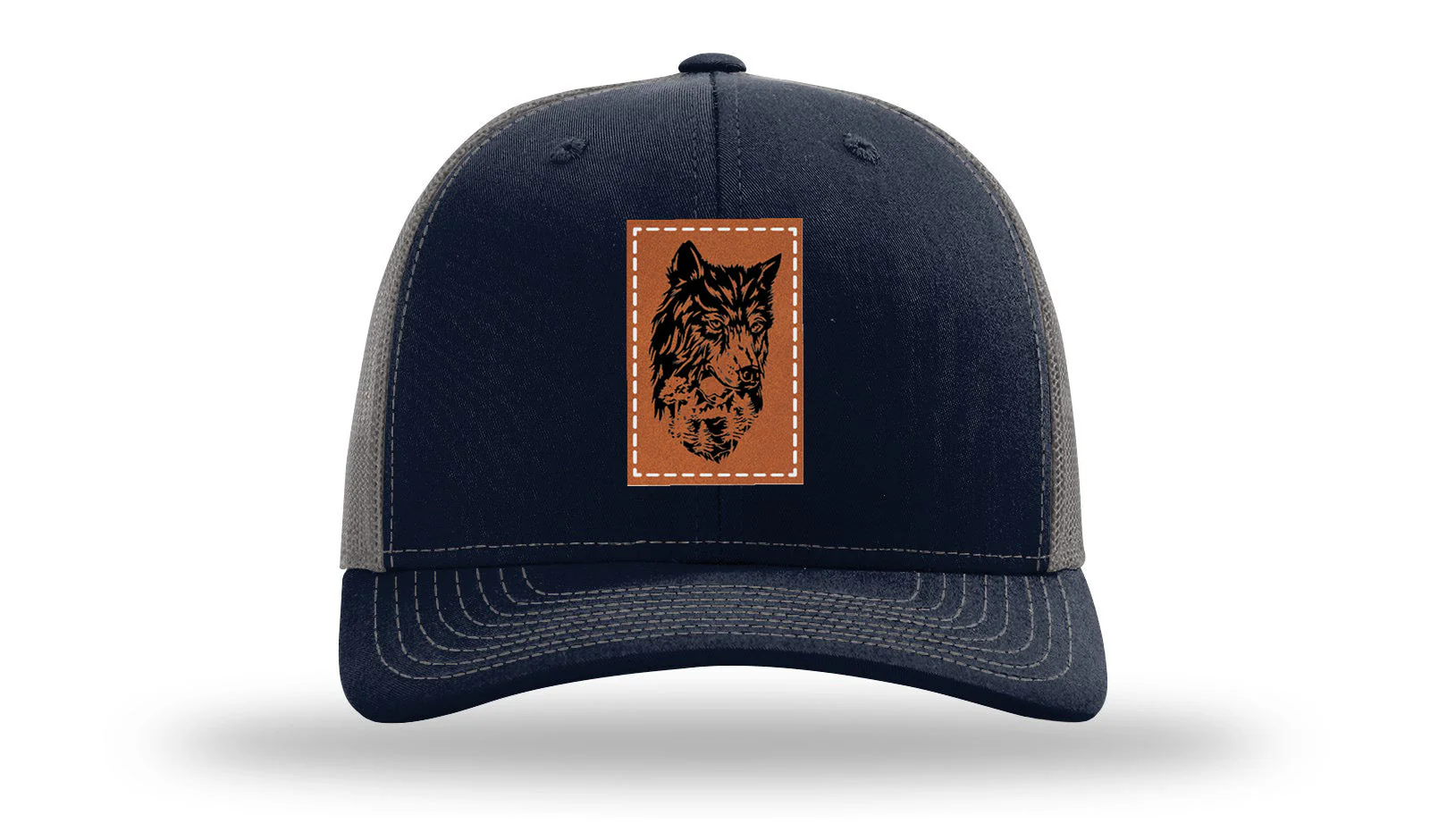 Wolf With Trees Leather Patch Richardson 112 Hat - Image 27