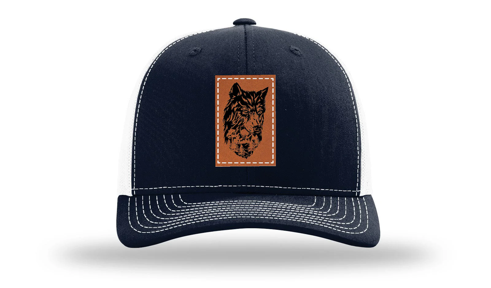 Wolf With Trees Leather Patch Richardson 112 Hat - Image 29