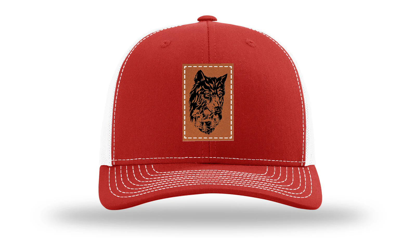 Wolf With Trees Leather Patch Richardson 112 Hat - Image 31