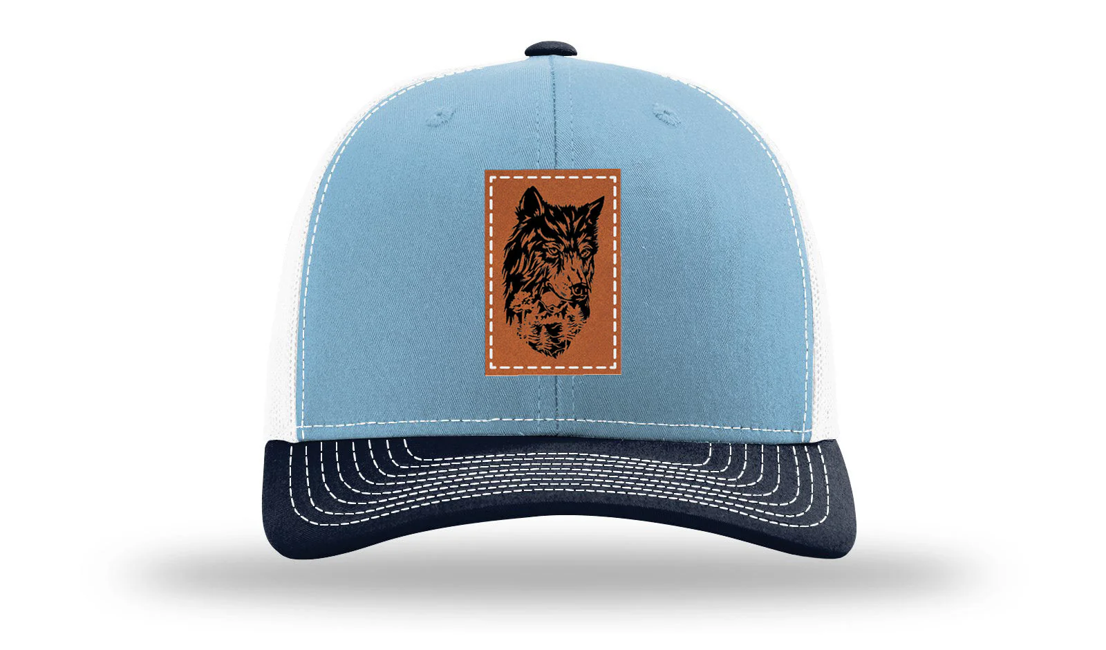 Wolf With Trees Leather Patch Richardson 112 Hat - Image 34