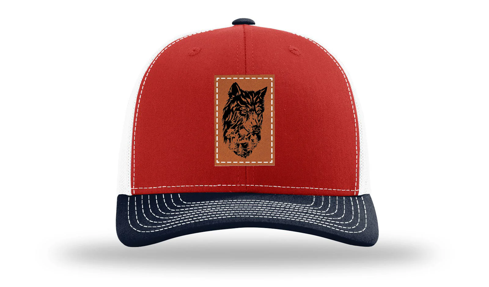 Wolf With Trees Leather Patch Richardson 112 Hat - Image 41