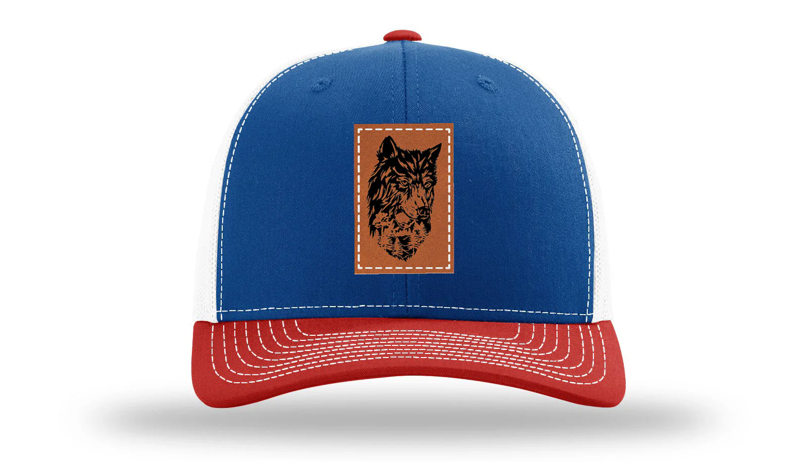 Wolf With Trees Leather Patch Richardson 112 Hat - Image 42
