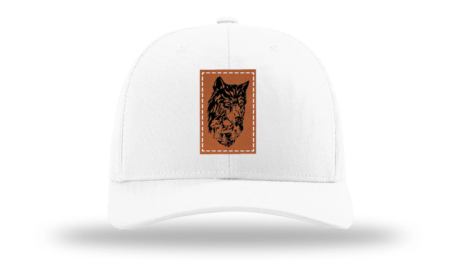 Wolf With Trees Leather Patch Richardson 112 Hat - Image 5