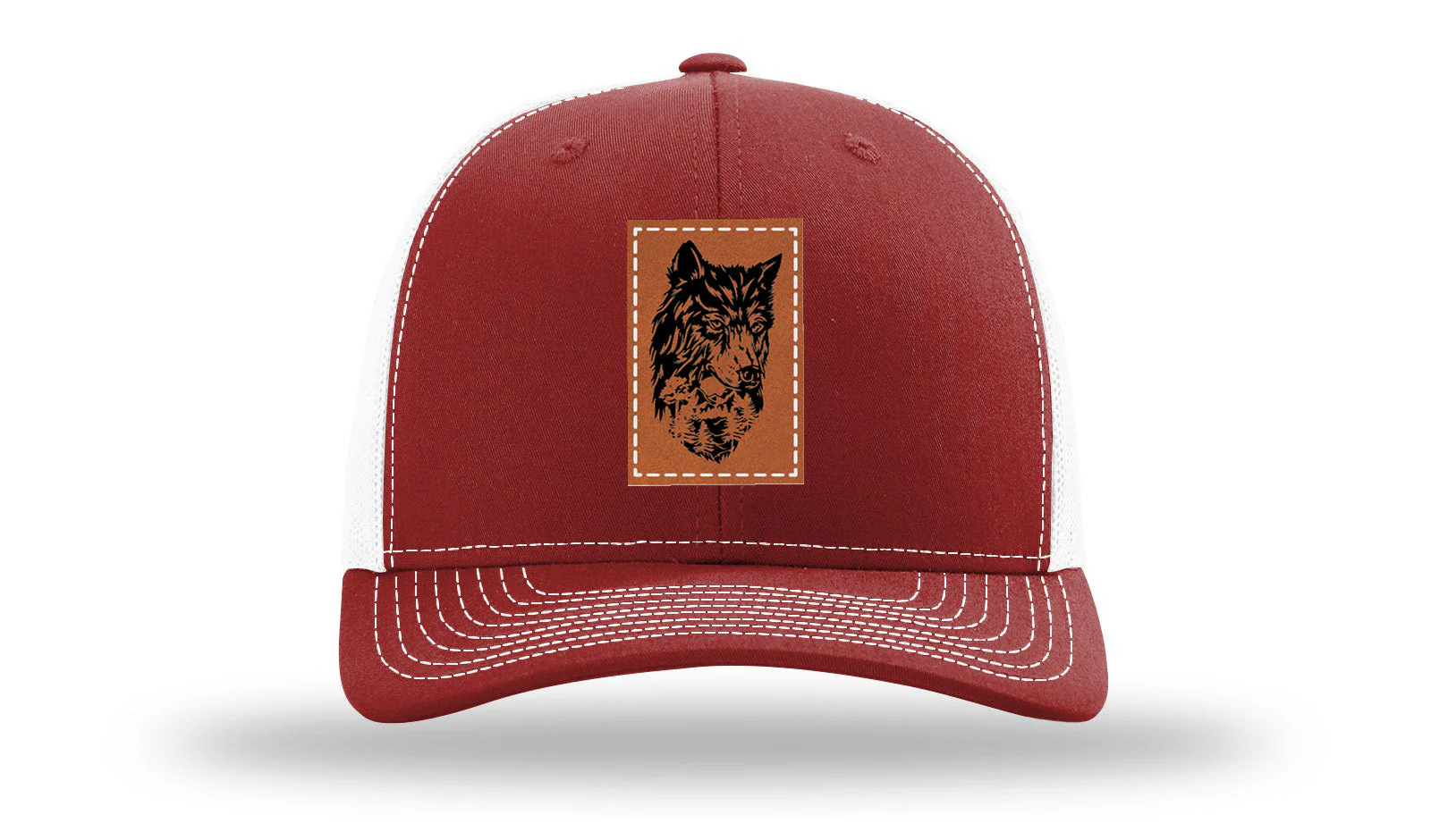 Wolf With Trees Leather Patch Richardson 112 Hat - Image 9