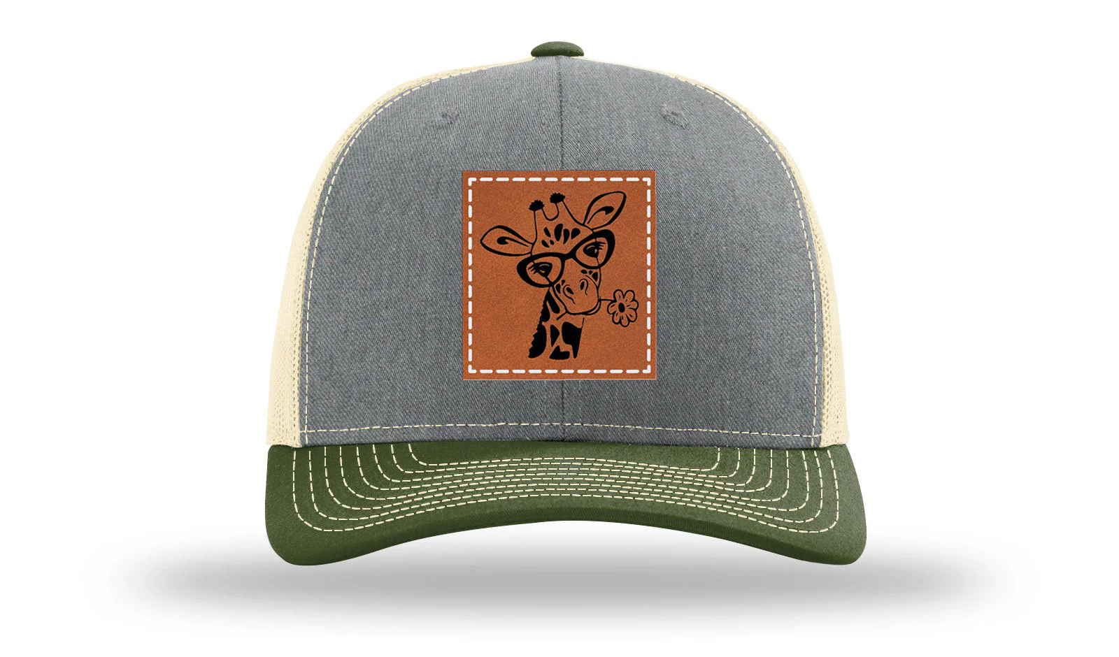 Giraffe with Daisy Leather Patch Richardson 112 Hat - Image 38