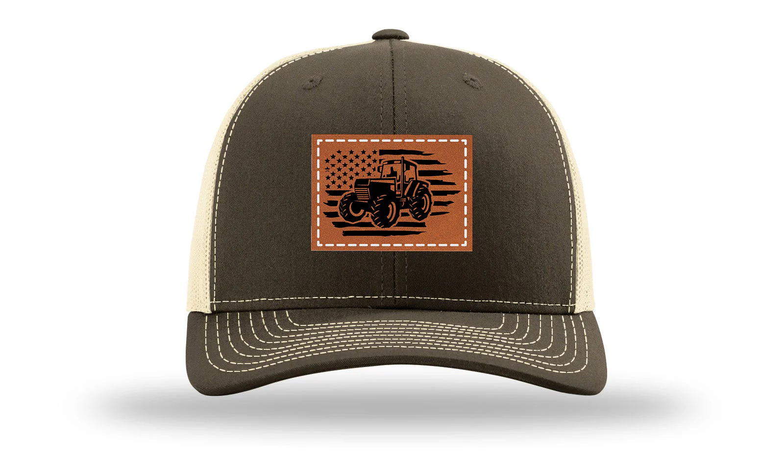 Tractor Flag 3 Leather Patch Richardson 112 Hat - Image 17