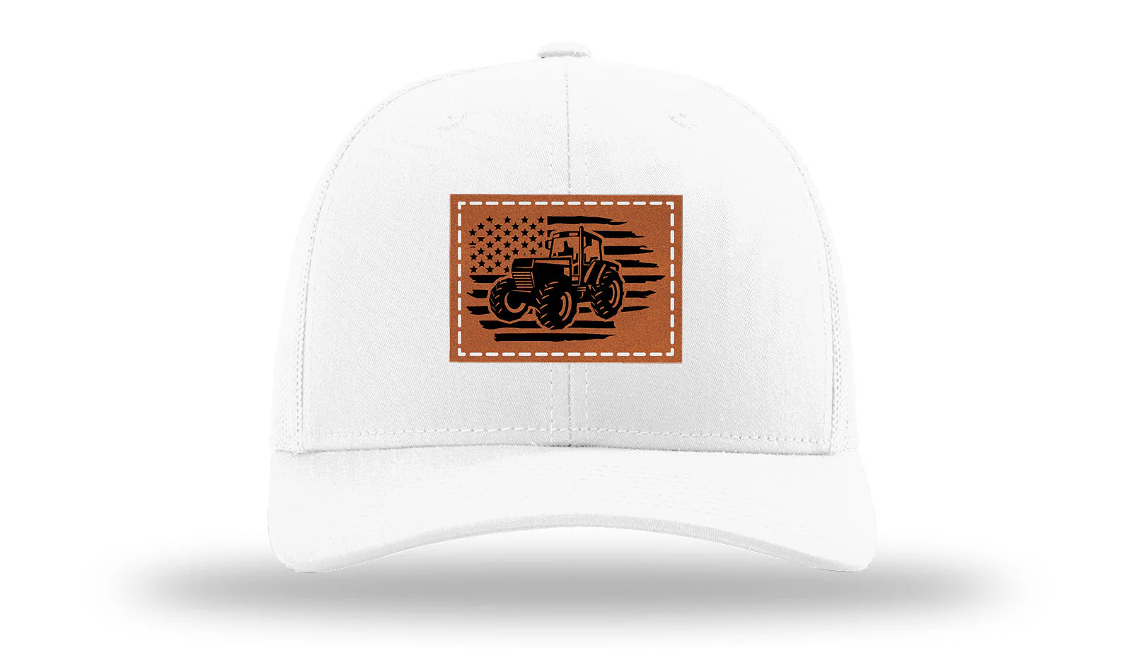 Tractor Flag 3 Leather Patch Richardson 112 Hat - Image 5