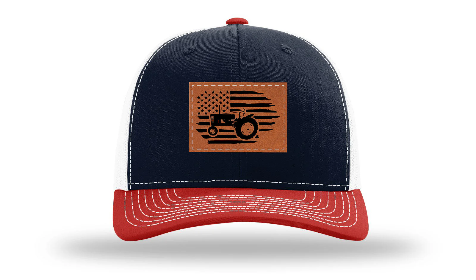 Tractor Flag 2 Leather Patch Richardson 112 Hat - Image 40