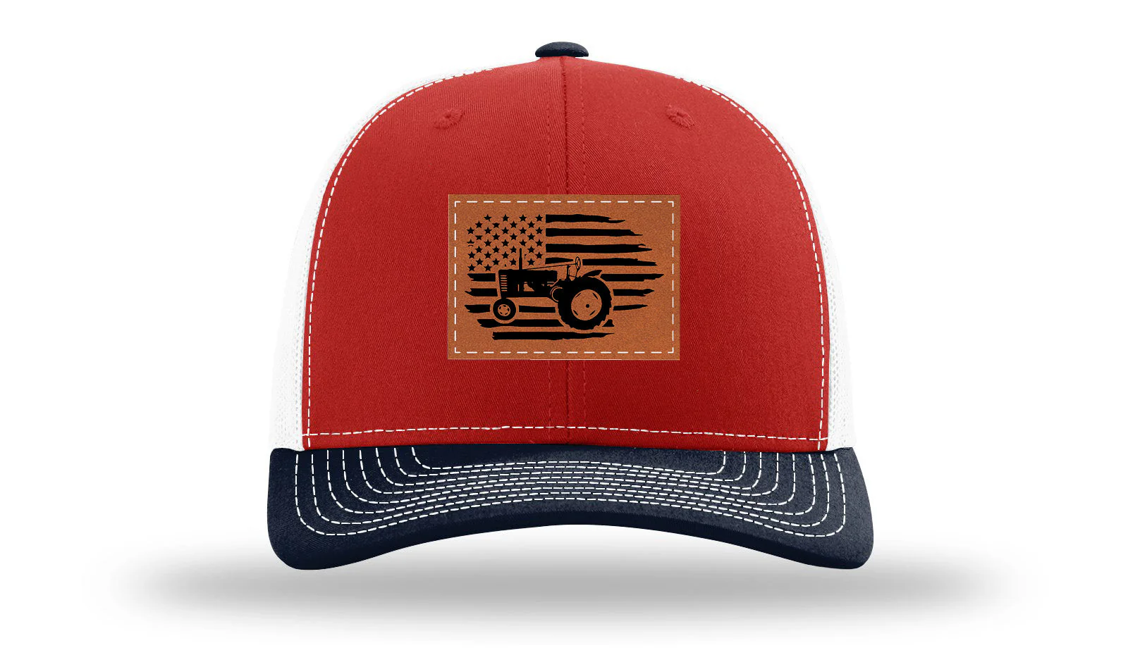 Tractor Flag 2 Leather Patch Richardson 112 Hat - Image 41