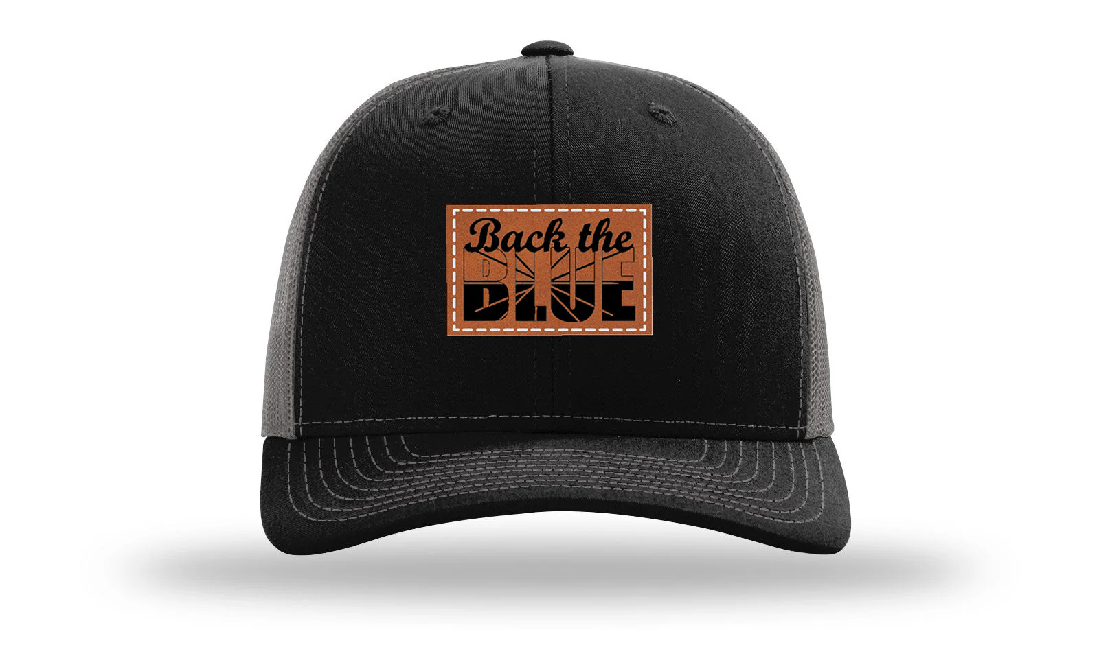 Back The Blue Leather Patch Richardson 112 Hat - Image 6