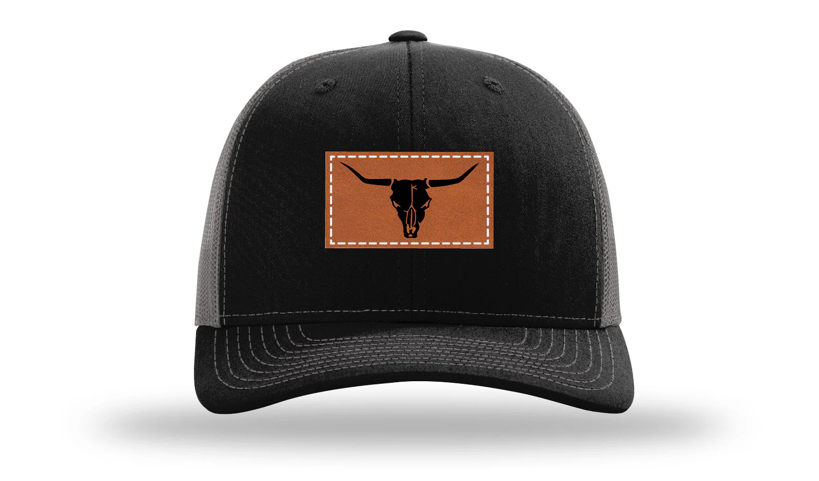 Cow Skull Leather Patch Richardson 112 Hat - Image 6