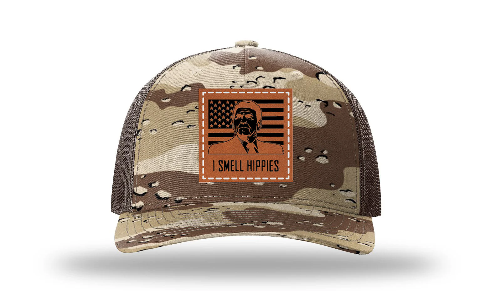 I Smell Hippies Leather Patch Richardson 112PFP Hat - Image 5