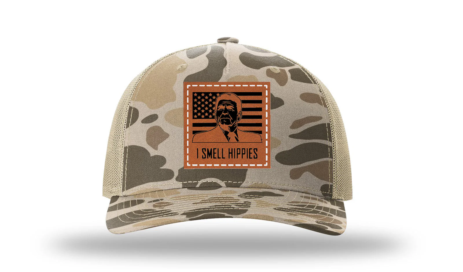 I Smell Hippies Leather Patch Richardson 112PFP Hat - Image 8