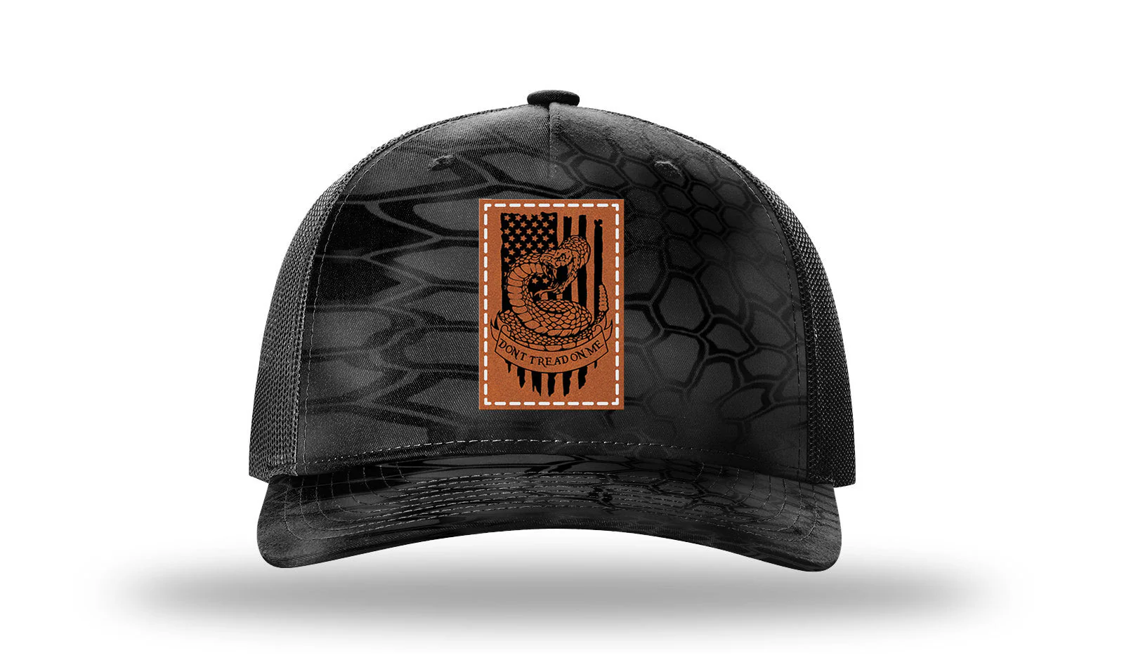 Don't Tread On Me Snake Leather Patch Richardson 112PFP Hat - Image 10