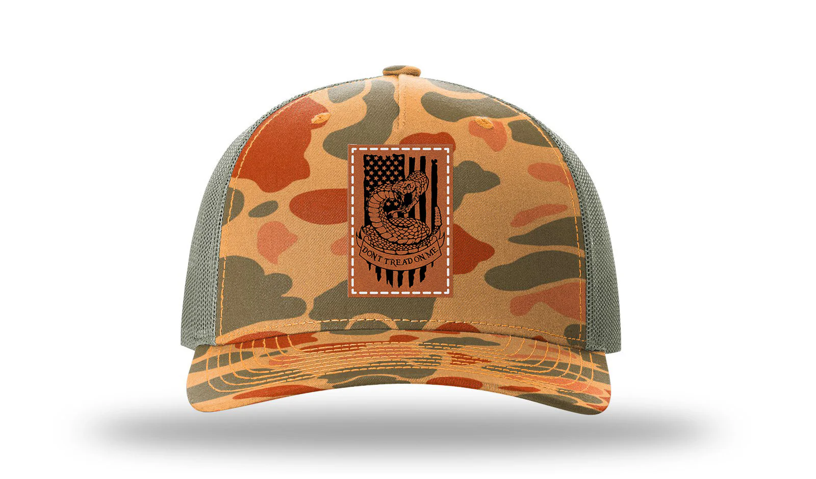 Don't Tread On Me Snake Leather Patch Richardson 112PFP Hat - Image 17