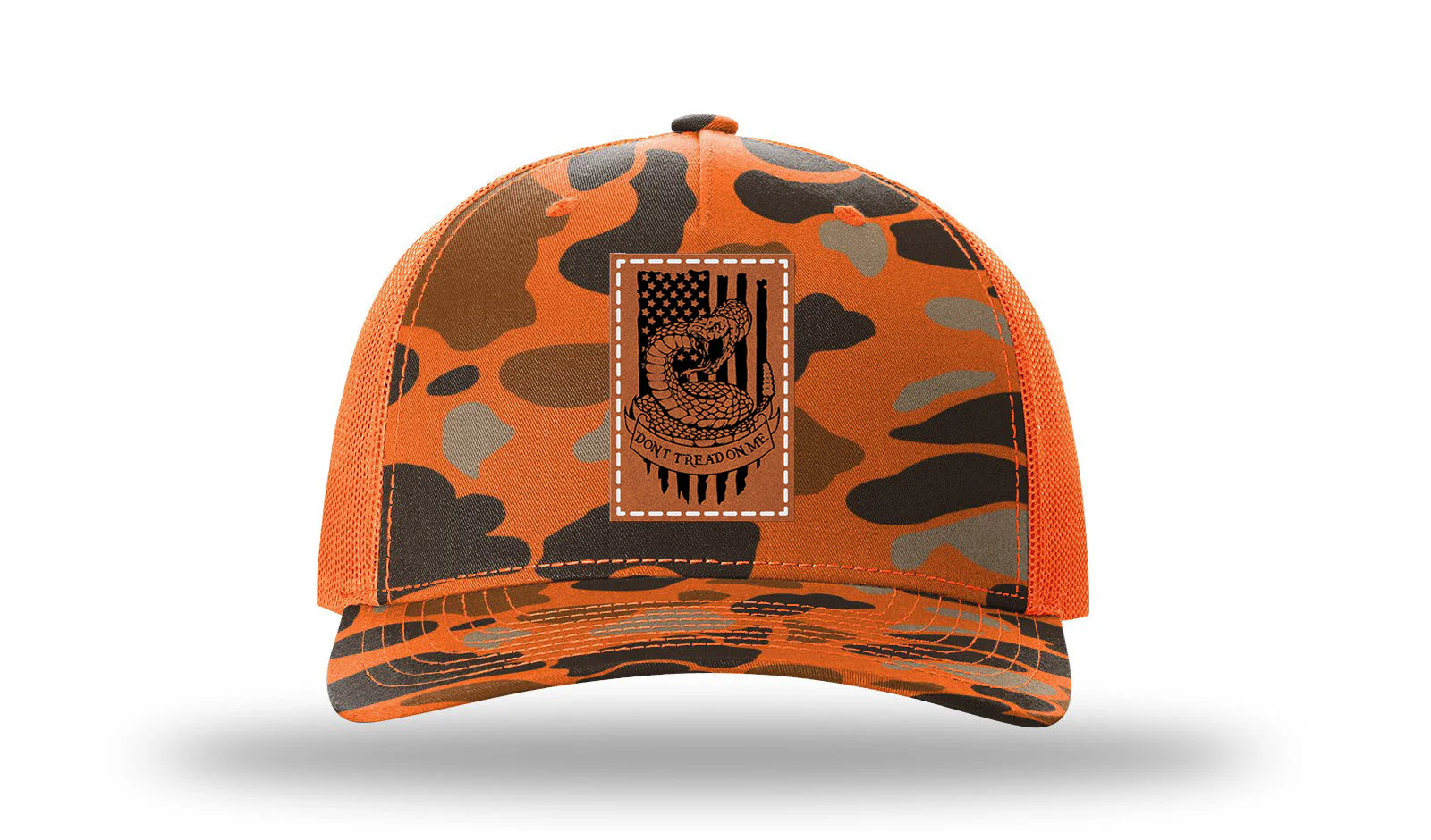 Don't Tread On Me Snake Leather Patch Richardson 112PFP Hat - Image 3